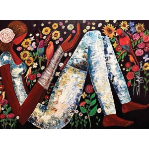 Shazly Khan, I felt his blessings around me, my  heart knew my duas Were being answered, 42 x 30 Inch, Acrylic on Canvas, Figurative Paintings, AC-SZK-154